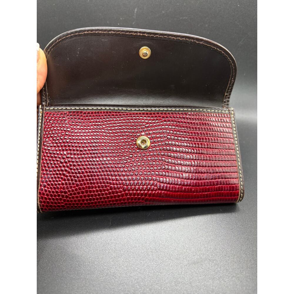 Dooney & Bourke Red Lizard Leather Continental Wallet Clutch Organizer Snap - Picture 14 of 15